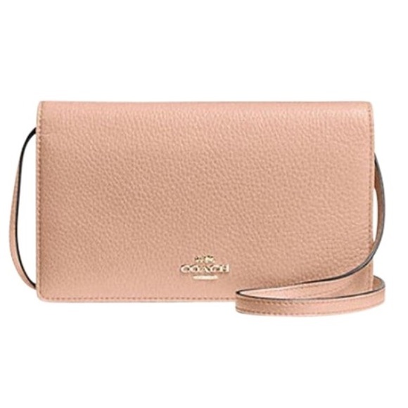 Coach Handbags - COACH Nude Pink Foldover Crossbody Bag NWT